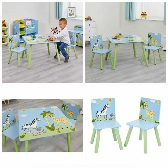 Детска Маса със Столчета GINGER HOME за Рисуване, Игра, Хранене, Дървена, Детска Стая SAVANNA Детска Маса със Столчета GINGER HOME за Рисуване, Игра, Хранене, Дървена, Детска Стая SAVANNA