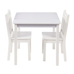 Детска Маса със Столчета, Комплект от Дърво,за Учене, Рисуване, Игра и Хранене, за Детска Стая, Бял