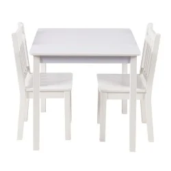 Детска Маса със Столчета, Комплект от Дърво,за Учене, Рисуване, Игра и Хранене, за Детска Стая, Бял