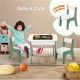 Детска Масичка със Столчета 4 в 1 GINGER HOME, 2 Плота, Черна дъска и Плот за Редене на Конструктори тип LEGO, Forest