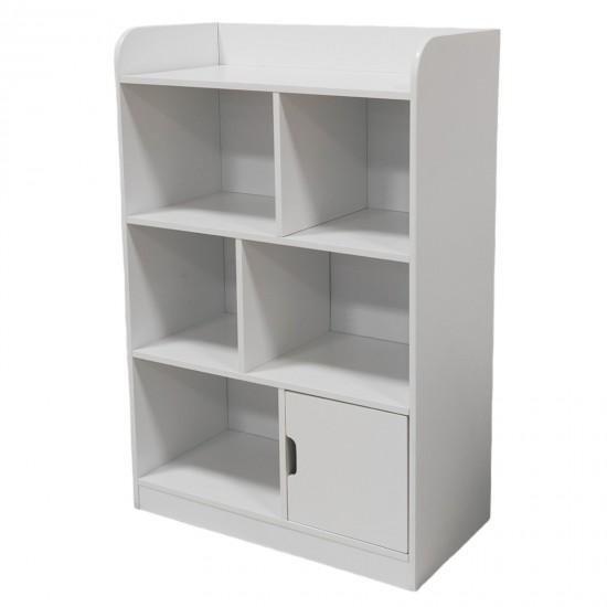 Детска Секция GINGER HOME за Съхранение на Книжки и Играчки, Етажерка с 4 Нива и Вратичка - Бяла Детска Секция GINGER HOME за Съхранение на Книжки и Играчки, Етажерка с 4 Нива и Вратичка - Бяла