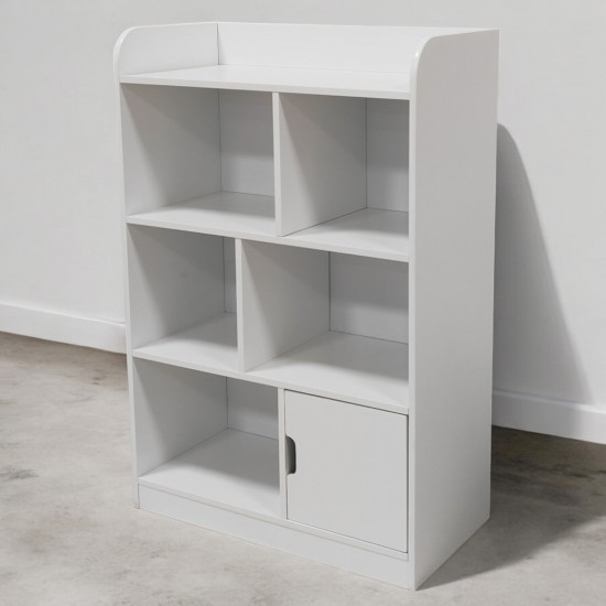 Детска Секция GINGER HOME за Съхранение на Книжки и Играчки, Етажерка с 4 Нива и Вратичка - Бяла Детска Секция GINGER HOME за Съхранение на Книжки и Играчки, Етажерка с 4 Нива и Вратичка - Бяла