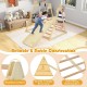 Детски Дървен Комплект GINGER HOME 4 в 1 – Люлка, Пързалка, Катерушка и Рампа за Катерене, 120x112x114 см