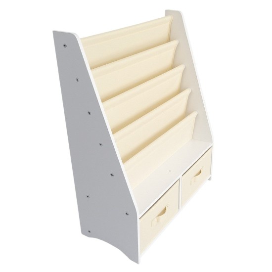 Детски Дървен Органайзер 2 в 1, Етажерка за Книжки и Кутии за Съхранение на Играчки Детски Дървен Органайзер 2 в 1, Етажерка за Книжки и Кутии за Съхранение на Играчки