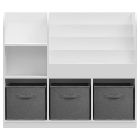 Детски Органайзер GINGER HOME, Етажерка с Рафтове за Играчки и Книги, 3 Текстилни Кутии, Дървен, Бял, 92x30x80 см, Монтесори Детски Органайзер GINGER HOME, Етажерка с Рафтове за Играчки и Книги, 3 Текстилни Кутии, Дървен, Бял, 92x30x80 см, Монтесори