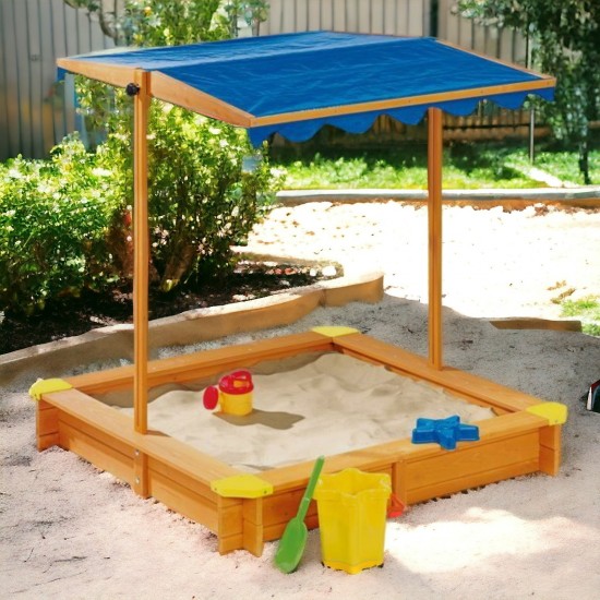 Детски пясъчник GINGER HOME, с регулируемeм, водоустойчив сенник-покривало anti-UV 30, дървен, 112х112 см Детски пясъчник GINGER HOME, с регулируемeм, водоустойчив сенник-покривало anti-UV 30, дървен, 112х112 см