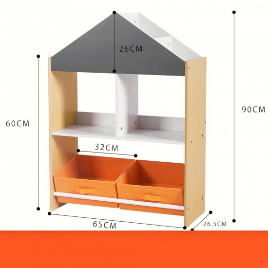 Детски Шкаф GINGER HOME, Етажерка за Играчки и Книжки с Черна Дъска за Писане, Къщичка, Дърво Детски Шкаф GINGER HOME, Етажерка за Играчки и Книжки с Черна Дъска за Писане, Къщичка, Дърво