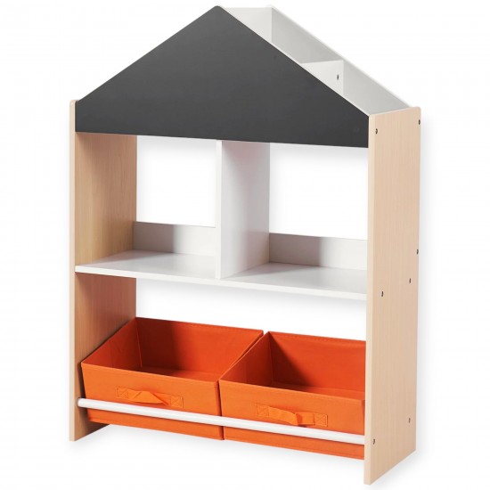 Детски Шкаф GINGER HOME, Етажерка за Играчки и Книжки с Черна Дъска за Писане, Къщичка, Дърво Детски Шкаф GINGER HOME, Етажерка за Играчки и Книжки с Черна Дъска за Писане, Къщичка, Дърво