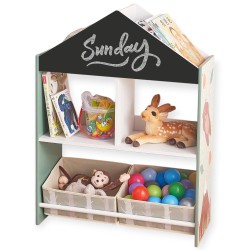 Детски Шкаф GINGER HOME, Етажерказа Играчки и Книжки с Мече, Черна Дъска за Писане, Къщичка FOREST Детски Шкаф GINGER HOME, Етажерказа Играчки и Книжки с Мече, Черна Дъска за Писане, Къщичка FOREST