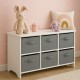 Детски Скрин GINGER HOME с 6 Текстилни Кутии за Съхранение на Играчки и Аксесоари, Сиво и Бяло