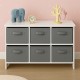 Детски Скрин GINGER HOME с 6 Текстилни Кутии за Съхранение на Играчки и Аксесоари, Сиво и Бяло