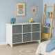 Детски Скрин GINGER HOME с 6 Текстилни Кутии за Съхранение на Играчки и Аксесоари, Сиво и Бяло