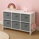 Детски Скрин GINGER HOME с 6 Текстилни Кутии за Съхранение на Играчки и Аксесоари, Сиво и Бяло