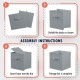 Детски Скрин GINGER HOME с 6 Текстилни Кутии за Съхранение на Играчки и Аксесоари, Сиво и Бяло