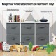 Детски Скрин GINGER HOME с 6 Текстилни Кутии за Съхранение на Играчки и Аксесоари, Сиво и Бяло