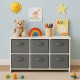 Детски Скрин GINGER HOME с 6 Текстилни Кутии за Съхранение на Играчки и Аксесоари, Сиво и Бяло
