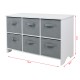 Детски Скрин GINGER HOME с 6 Текстилни Кутии за Съхранение на Играчки и Аксесоари, Сиво и Бяло