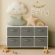 Детски Скрин GINGER HOME с 6 Текстилни Кутии за Съхранение на Играчки и Аксесоари, Сиво и Бяло