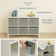 Детски Скрин GINGER HOME с 6 Текстилни Кутии за Съхранение на Играчки и Аксесоари, Сиво и Бяло
