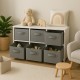 Детски Скрин GINGER HOME с 6 Текстилни Кутии за Съхранение на Играчки и Аксесоари, Сиво и Бяло