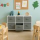 Детски Скрин GINGER HOME с 6 Текстилни Кутии за Съхранение на Играчки и Аксесоари, Сиво и Бяло