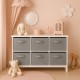 Детски Скрин GINGER HOME с 6 Текстилни Кутии за Съхранение на Играчки и Аксесоари, Сиво и Бяло
