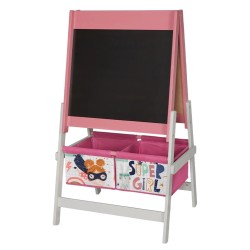 Детски Статив за Рисуване GINGER HOME 3 в 1 - Черна Дъска, Бяла Дъска, Хартиена Ролка, SUPER GIRL