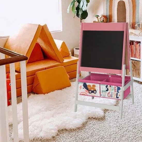 Детски Статив за Рисуване GINGER HOME 3 в 1 - Черна Дъска, Бяла Дъска, Хартиена Ролка, SUPER GIRL Детски Статив за Рисуване GINGER HOME 3 в 1 - Черна Дъска, Бяла Дъска, Хартиена Ролка, SUPER GIRL