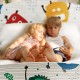Детско Легло GINGER HOME 140x70 см – Дървено, със Защита от Падане, MONSTER, За Деца 18+ месеца
