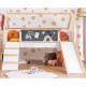 Детско Легло Къщичка GINGER HOME, Монтесори, Двуетажно, Пързалка, Черна Дъска, Подматрачна Рамка 90х200 см Детско Легло Къщичка GINGER HOME, Монтесори, Двуетажно, Пързалка, Черна Дъска, Подматрачна Рамка 90х200 см