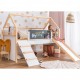 Детско Легло Къщичка GINGER HOME, Монтесори, Двуетажно, Пързалка, Черна Дъска, Подматрачна Рамка 90х200 см Детско Легло Къщичка GINGER HOME, Монтесори, Двуетажно, Пързалка, Черна Дъска, Подматрачна Рамка 90х200 см