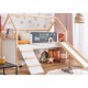 Детско Легло Къщичка GINGER HOME, Монтесори, Двуетажно, Пързалка, Черна Дъска, Подматрачна Рамка 90х200 см Детско Легло Къщичка GINGER HOME, Монтесори, Двуетажно, Пързалка, Черна Дъска, Подматрачна Рамка 90х200 см