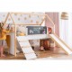 Детско Легло Къщичка GINGER HOME, Монтесори, Двуетажно, Пързалка, Черна Дъска, Подматрачна Рамка 90х200 см Детско Легло Къщичка GINGER HOME, Монтесори, Двуетажно, Пързалка, Черна Дъска, Подматрачна Рамка 90х200 см
