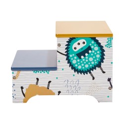 Детско Столче-Стълба, от Дърво, с 2 Стъпала, Място за Съхранение, Дръжка за Пренасяне - MONSTER