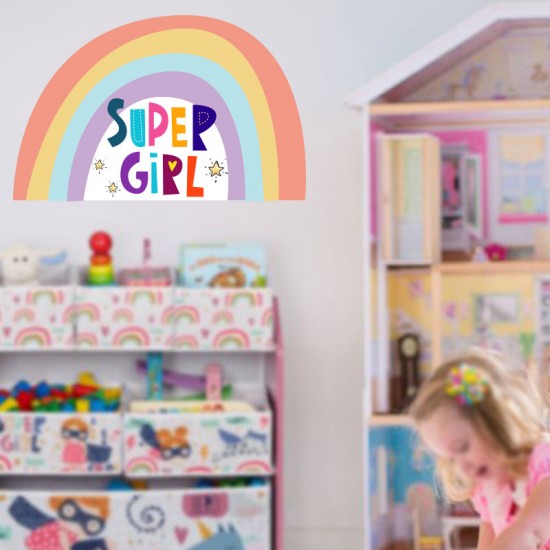 Комплект 2 броя стикери SUPER GIRL за декорация на детска стая, стена, прозорец, мебели Комплект 2 броя стикери SUPER GIRL за декорация на детска стая, стена, прозорец, мебели