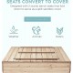 Голям Детски Пясъчник с Пейки и Сгъваем Капак GINGER HOME 157x157x21см, Дървен Голям Детски Пясъчник с Пейки и Сгъваем Капак GINGER HOME 157x157x21см, Дървен
