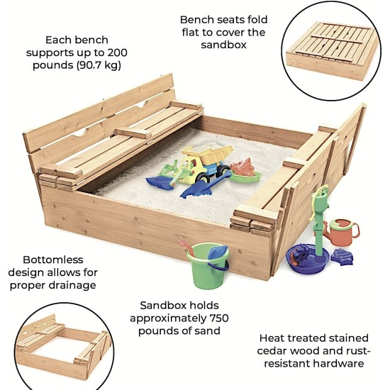 Голям Дървен Детски Пясъчник с Пейки и Защитен капак – GINGER HOME, 157×157×21 см Голям Дървен Детски Пясъчник с Пейки и Защитен капак – GINGER HOME, 157×157×21 см