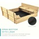 Голям Детски Пясъчник с Пейки и Сгъваем Капак GINGER HOME 157x157x21см, Дървен Голям Детски Пясъчник с Пейки и Сгъваем Капак GINGER HOME 157x157x21см, Дървен