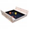Голям Детски Пясъчник с Пейки и Сгъваем Капак GINGER HOME 157x157x21см, Дървен Голям Детски Пясъчник с Пейки и Сгъваем Капак GINGER HOME 157x157x21см, Дървен