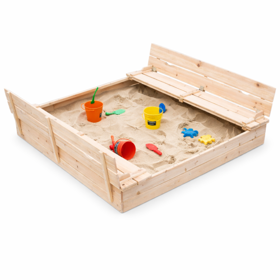 Голям Дървен Детски Пясъчник с Пейки и Защитен капак – GINGER HOME, 157×157×21 см Голям Дървен Детски Пясъчник с Пейки и Защитен капак – GINGER HOME, 157×157×21 см