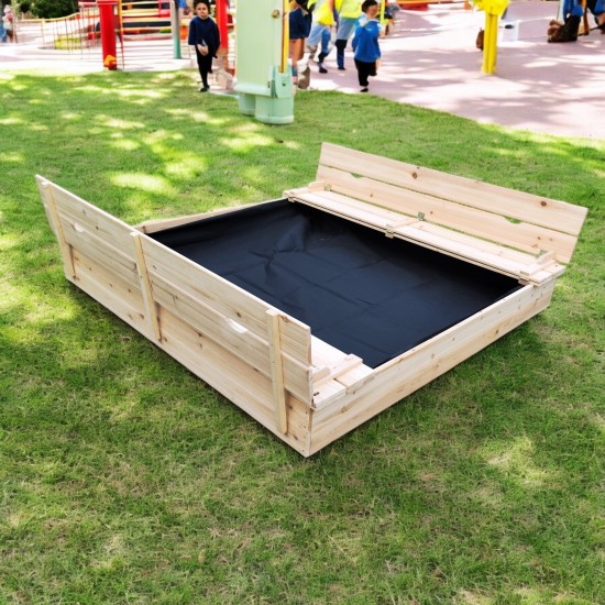 Голям Дървен Детски Пясъчник с Пейки и Защитен капак – GINGER HOME, 157×157×21 см Голям Дървен Детски Пясъчник с Пейки и Защитен капак – GINGER HOME, 157×157×21 см