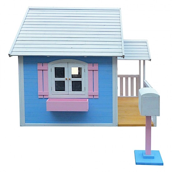 Голяма Дървена Детска Къща с Веранда GINGER HOME, 194x229x210 см, за Игри и Забавления на Открито Голяма Дървена Детска Къща с Веранда GINGER HOME, 194x229x210 см, за Игри и Забавления на Открито