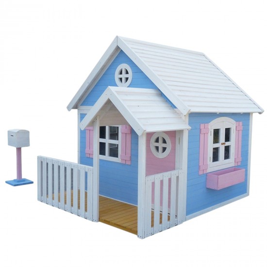 Голяма Дървена Детска Къща с Веранда GINGER HOME, 194x229x210 см, за Игри и Забавления на Открито Голяма Дървена Детска Къща с Веранда GINGER HOME, 194x229x210 см, за Игри и Забавления на Открито