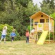 Голяма Детска Къща GINGER HOME с Пясъчник и Пързалка, за Игра на Открито в Двора и Градината, Дървена, 258х271.5х291 см.