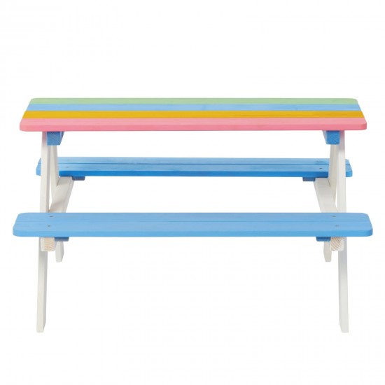 Детска Маса за Пикник с Пейки GINGER HOME, Градинска, Дървена, Игри на Открито, RAINBOW, 89х79х50 см. Детска Маса за Пикник с Пейки GINGER HOME, Градинска, Дървена, Игри на Открито, RAINBOW, 89х79х50 см.