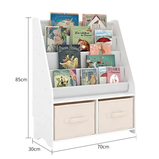 Детски Дървен Органайзер 2 в 1, Етажерка за Книжки и Кутии за Съхранение на Играчки Детски Дървен Органайзер 2 в 1, Етажерка за Книжки и Кутии за Съхранение на Играчки