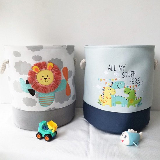 Кош за Играчки, Дрехи, Пране, Сгъваем, с Удобни Дръжки, за Детска Стая, Спалня, Дневна - Динозаври Кош за Играчки, Дрехи, Пране, Сгъваем, с Удобни Дръжки, за Детска Стая, Спалня, Дневна - Динозаври