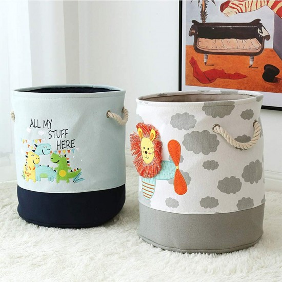 Кош за Играчки, Дрехи, Пране, Сгъваем, с Удобни Дръжки, за Детска Стая, Спалня, Дневна - Динозаври Кош за Играчки, Дрехи, Пране, Сгъваем, с Удобни Дръжки, за Детска Стая, Спалня, Дневна - Динозаври