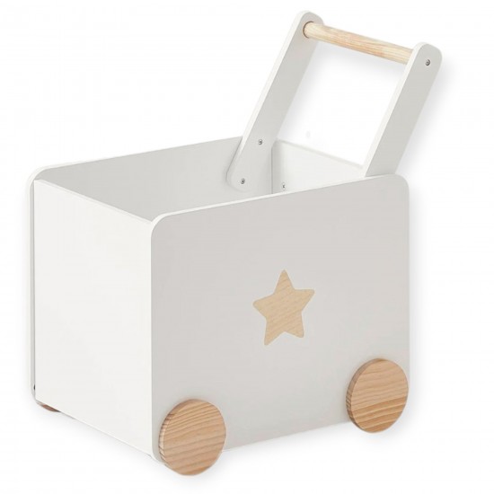 Кутия за Играчки GINGER HOME с Колелца за Бутане, Дървена, Бяла, 38х45х54 см. Кутия за Играчки GINGER HOME с Колелца за Бутане, Дървена, Бяла, 38х45х54 см.