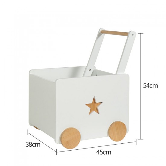 Кутия за Играчки GINGER HOME с Колелца за Бутане, Дървена, Бяла, 38х45х54 см. Кутия за Играчки GINGER HOME с Колелца за Бутане, Дървена, Бяла, 38х45х54 см.